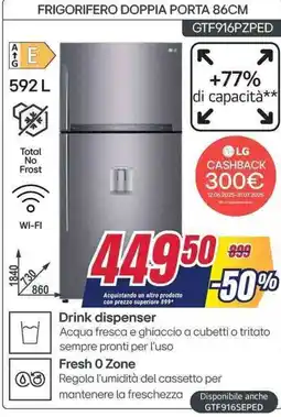 Trony LG Frigorifero doppia porta 86cm GTF916PZPED offerta