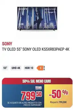 Trony SONY TV OLED 55" SONY OLED K55XR83PAEP 4K offerta