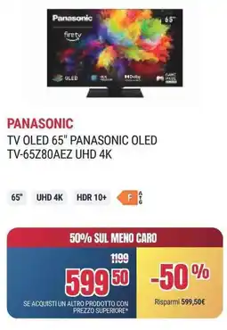 Trony TV OLED 65" PANASONIC OLED TV-65Z80AEZ UHD 4K offerta