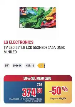 Trony ELECTRONICS TV LED 55" LG LCD 55QNED86A6A QNED MINILED offerta