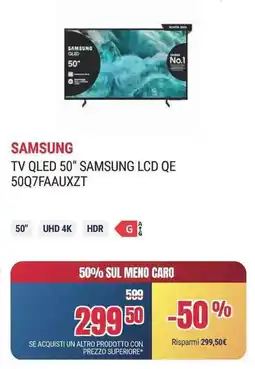 Trony TV QLED 50" SAMSUNG LCD QE 50Q7FAAUXZT offerta