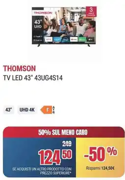 Trony THOMSON TV LED 43" 43UG4S14 offerta