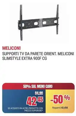 Trony SUPPORTI TV DA PARETE ORIENT. MELICONI SLIMSTYLE EXTRA 900F CG offerta