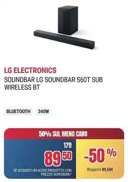Trony ELECTRONICS SOUNDBAR LG S60T SUB WIRELESS BT offerta