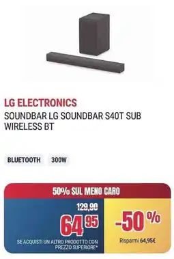 Trony ELECTRONICS SOUNDBAR LG SOUNDBAR S40T SUB WIRELESS BT offerta