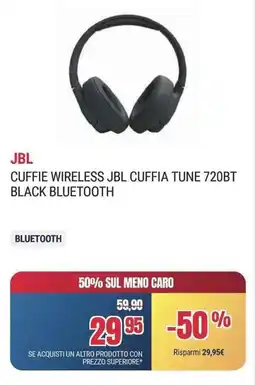 Trony Cuffie wireless jbl cuffia tune 720BT black bluetooth offerta