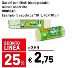 Iper La Grande Sacchi per rifiuti biodegradabili, misure assortite VIROSAC offerta