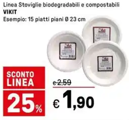 Iper La Grande Linea Stoviglie biodegradabili e compostabili VIKIT offerta
