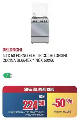Trony 60 X 60 FORNO ELETTRICO DE LONGHI CUCINA DL664EX INOX 60X60 offerta