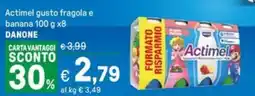 Iper La Grande Actimel gusto fragola e banana DANONE offerta