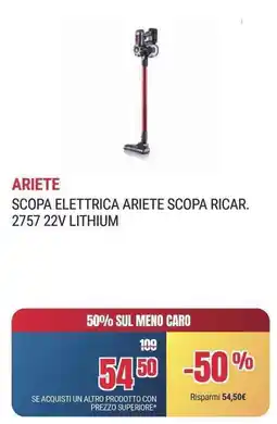 Trony SCOPA ELETTRICA ARIETE SCOPA RICAR. 2757 22V LITHIUM offerta