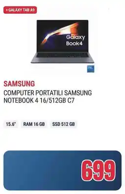 Trony SAMSUNG COMPUTER PORTATILI SAMSUNG NOTEBOOK 4 16/512GB C7 offerta