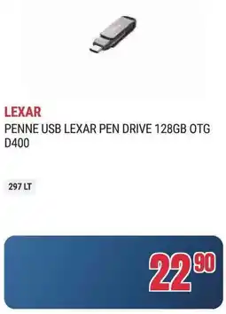 Trony Lexar penne USB lexar pen drive 128GB OTG D400 offerta