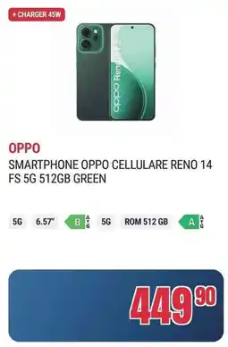 Trony OPPO Smartphone cellulare reno 14 FS 5G 512GB Green offerta