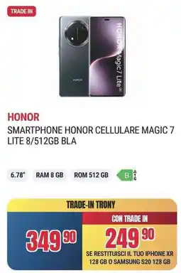 Trony Smartphone honor cellulare magic 7 LITE 8/512GB BLA offerta