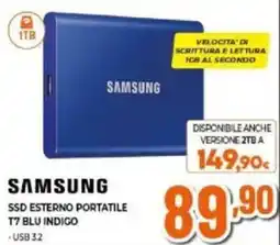 Expert Samsung SSD esterno portatile T7 blu indigo offerta