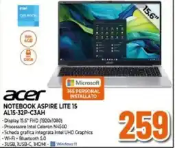 Expert acer NOTEBOOK ASPIRE LITE 15 AL15-32P-C3AH offerta