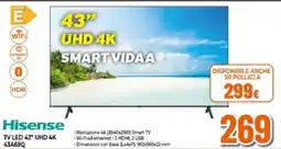 Expert Hisense TV LED 43" UHD 4K 43A69Q offerta