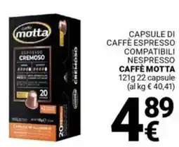 Supermercati Gulliver Capsule di caffè espresso compatibili nespresso CAFFÈ MOTTA offerta