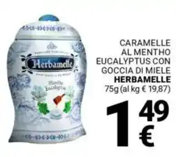 Supermercati Gulliver Caramelle al mentho eucalyptus con goccia di miele HERBAMELLE offerta