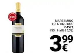 Supermercati Gulliver Marzemino trentino doc CAVIT offerta