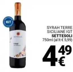Supermercati Gulliver Syrah terre siciliane igt SETTESOLI offerta