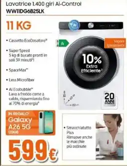 Expert Samsung Lavatrice 1.400 giri Ai-Control WWIIDG6B25LK offerta