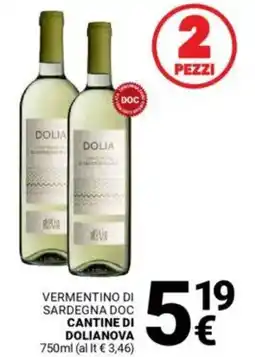 Supermercati Gulliver Vermentino di sardegna doc CANTINE DI DOLIANOVA offerta