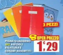 Maury's Pigna quaderno 3pz 40fogli rigatura colori assortiti offerta