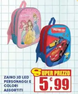 Maury's Zaino 3d led personaggi e colori assortiti offerta