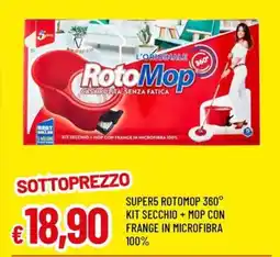 Famila Super5 rotomop 360° kit secchio + mop con frange in microfibra 100% offerta