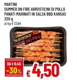 Famila Martini summer on fire arrosticini di pollo panati marinati in salsa bbq kansas offerta