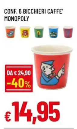Famila Conf. 6 bicchieri caffe' monopoly offerta
