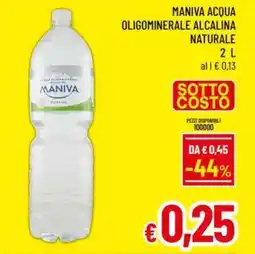 A&O Maniva acqua oligominerale alcalina naturale offerta