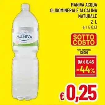 A&O Maniva acqua oligominerale alcalina naturale offerta