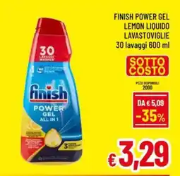 A&O Finish power gel lemon liquido lavastoviglie offerta
