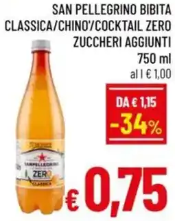 A&O San pellegrino bibita classica/chino/cocktail zero zuccheri aggiunti offerta