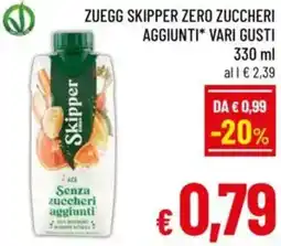 A&O Zuegg skipper zero zuccheri aggiunti vari gusti offerta