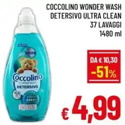 A&O Coccolino wonder wash detersivo ultra clean 37 lavaggi offerta