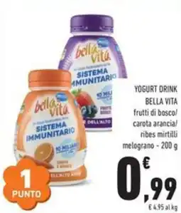 Conad Yogurt drink BELLA VITA frutti di bosco/ carota arancial ribes mirtilli melograno offerta