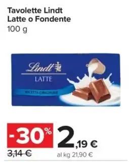 Carrefour Express Tavolette Lindt Latte o Fondente offerta