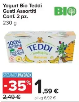 Carrefour Express Yogurt Bio Teddi Gusti Assortiti Conf. 2 pz. offerta