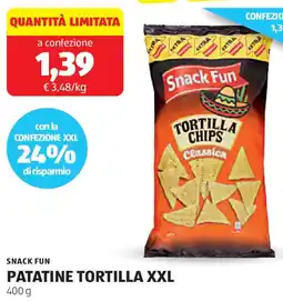 ALDI Snack fun patatine tortilla XXL offerta