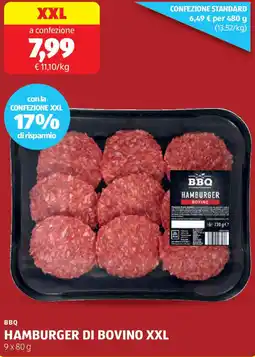 ALDI BBQ Hamburger di bovino XXL offerta
