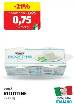 ALDI Bonlà ricottine offerta