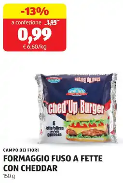 ALDI Campo dei fiori formaggio fuso a fette con cheddar offerta