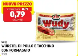 ALDI Wudy würstel di pollo e tacchino con formaggio offerta