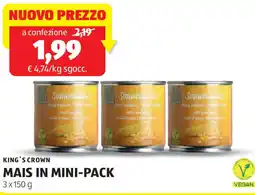 ALDI King's crown mais in mini-pack offerta