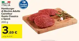 Carrefour Market Hamburger di Bovino Adulto Carrefour Gusto Classico e Speck offerta