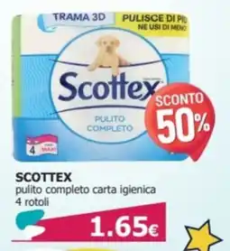 Tigotà SCOTTEX pulito completo carta igienica 4 rotoli offerta